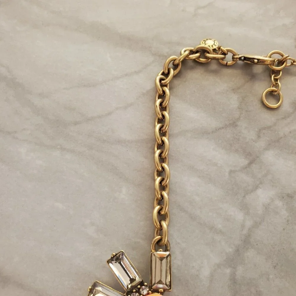 🧡 J.Crew Antique Rhinestones Crystal Pave Cluster Burst Statement Necklace 🧡 - Picture 2 of 16